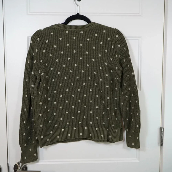 Caslon Olive‎ Green and Ivory Polka dot Sweater Womens Size Medium Long Sleeves - Picture 5 of 5